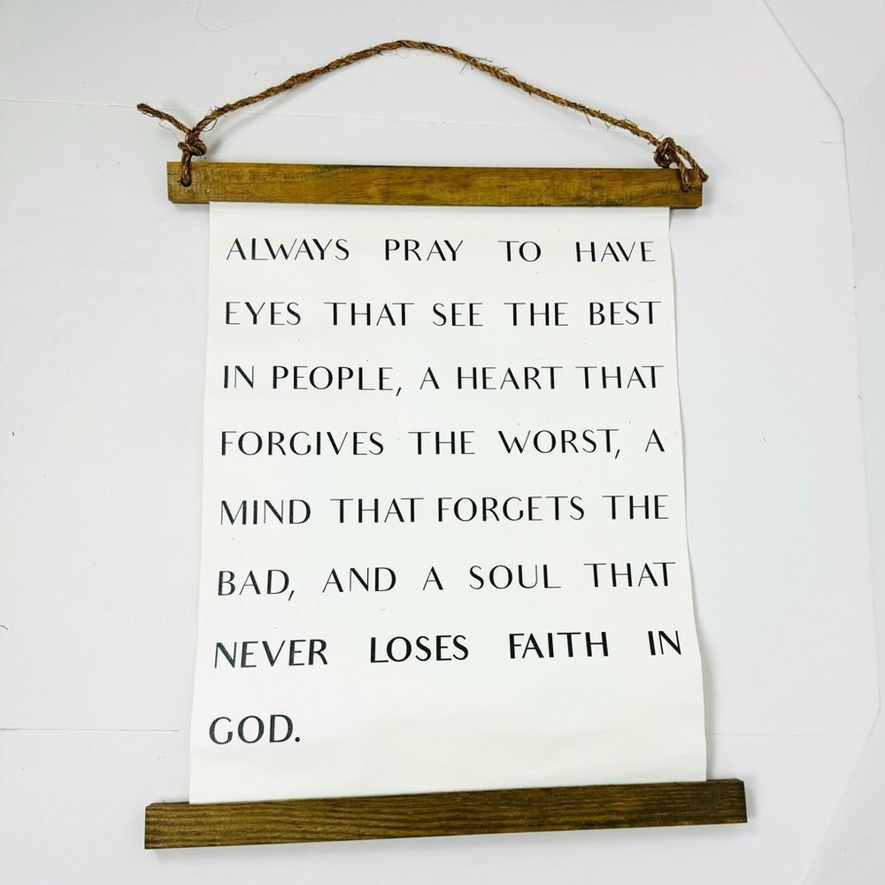 Canvas and Wood Wall Hanging About Prayer